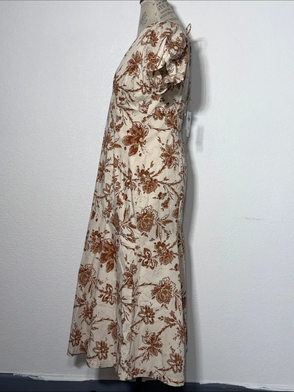 Abercrombie & Fitch Cream Maxi Dress with Brown Floral Print